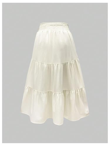 GORGLITTER Women's Summer Flowy Maxi Skirt Boho Trendy Shell Smocked Waist Ruffle A Line Beach Long Skirts2