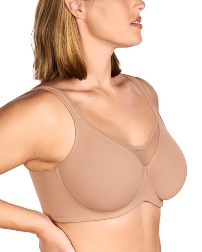 Image of HSIA Minimizer Bras for Women Plus Size, Full Coverage Coolcomfort T Shirt Unlined Bra with Underwire for Heavy Breast, Blush 48D