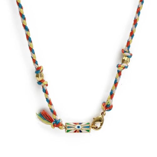 Collier tressé Evil Eye porte-bonheur avec pendentif Rainbow ajustable