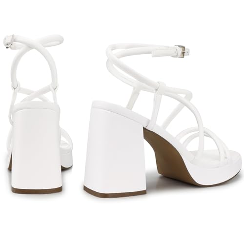 Image of CELLENZ Women Chunky Platform Heels: 3.9 Inch High Heel Prom, Wedding, Party, Square Open Toe Heeled Sandals, Strappy Comfortable Sexy Dressy Heels
