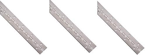 Stainless Steel 304 Continuous Hinge with Holes, Unfinished, 0.06" Leaf Thickness, 3" Open Width, 1/8" Pin Diameter, 1/2" Knuckle Length, 5' Long (Pack of 1) (3-(Pack))