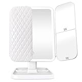 MGLIMZ Trifold Makeup Vanity Mirror with Lights 1x/2x/3x Magnification Lighted Make Up Mirror LED...