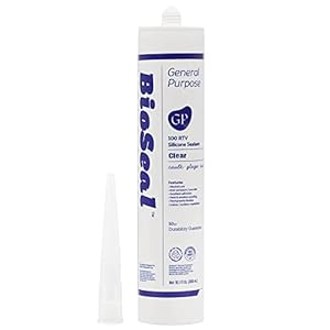 Clear BioSeal 100% Silicone Sealant Caulk General Purpose, Waterproof and Low Odor 10.1 Ounce Cartridge, Clear, (Pack of 1)