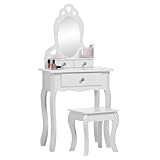 Runesol Girls Dressing Table (Age 3-7yrs) With Mirror and Stool, Ideal Present for Girls, Kids Dressing Vanity Table Set with Crystal Knobs and Chair, Children's Dressing Tables - Image 2