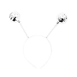 Oblique Unique® Haarreifen mit Glitzer Wackel Antennen Kugeln Bommeln Discokugel Haarreif Kostüm Accessoire für Fasching Karneval (Silber)