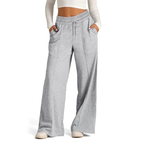 Pantalon de sport large pour femme à taille haute et cordon