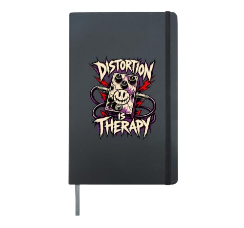 Distortion Is Therapy Electric Guitar Effects Pedal Hardcover Journal, Black