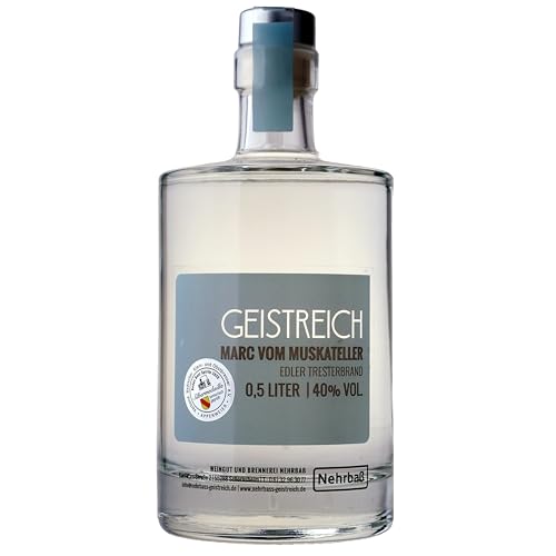 Nehrbaß - Tresterbrand 'Marc vom Muskateller' 0,5 Liter - Premium Edelbrand 40% Vol. - Schnaps...