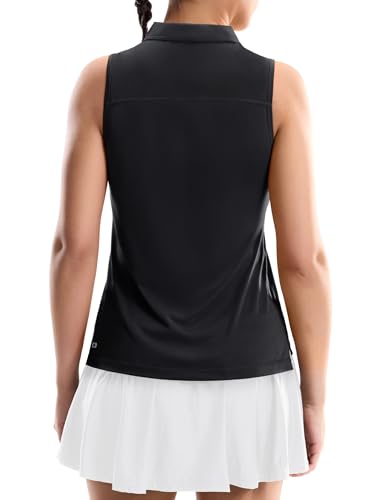 Image of MIER Womens Sleeveless Golf Shirts - Quarter Zip UPF 50+ Collared Polo Tank Tops, Quick Dry Zip Up Tennis Sports Active Tee