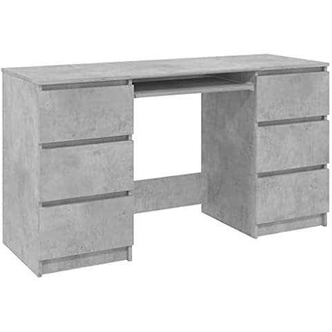 vidaXL Concrete Grey Writing Desk with Drawers Cover