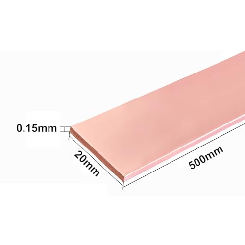 COYOUCO Copper Flat Bar,500Mm Length,20Mm Width,0.05-0.5Mm Thickness, for Crafts, Repairs, Electrical,0.15mm