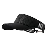 Sun Visors for Women Men Lightweight Adjustable Sun Hat Sunvisor for Golf Running Tennis Black