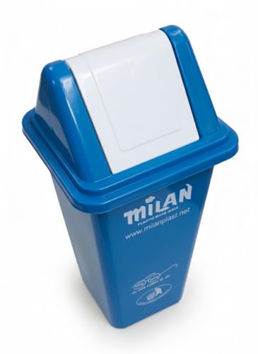 Image of Milan Plastic Square Swing Lid Garbage Dustbin 60 Litre Blue