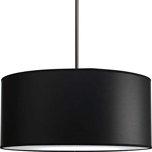 Progress Lighting P8824-01 Modular Pendant System Choose Shade and 1-Light Stem (P5198) or 3-Light Stem (P5199) To Make Complete Fixture 22-Inch Drum Shade, Black Parchment Paper - Image 4