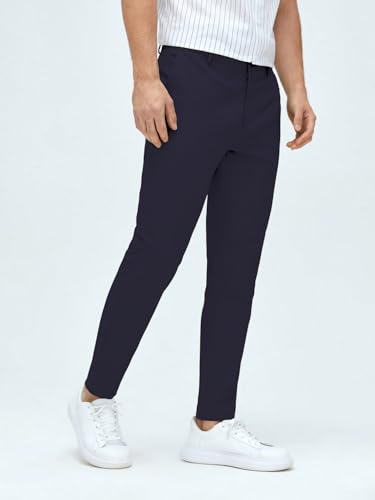 Image of AVANOVA Men's Classic Dress Pants with Side Pockets | Solid Tapered Suit Trousers, Business Formal Office Wear Regular Fit Pants, Stretchable Blend Slim Carrot Fit (Trouser 255)