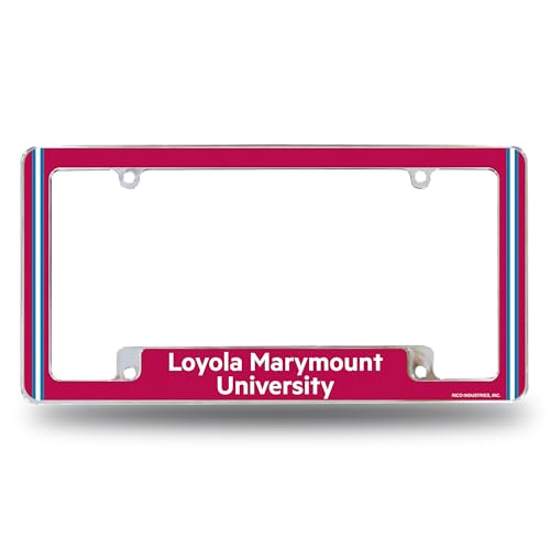 Rico Industries NCAA Loyola Marymount Lions 12" x 6" Chrome All Over Automotive License Plate Frame for Car/Truck/SUV