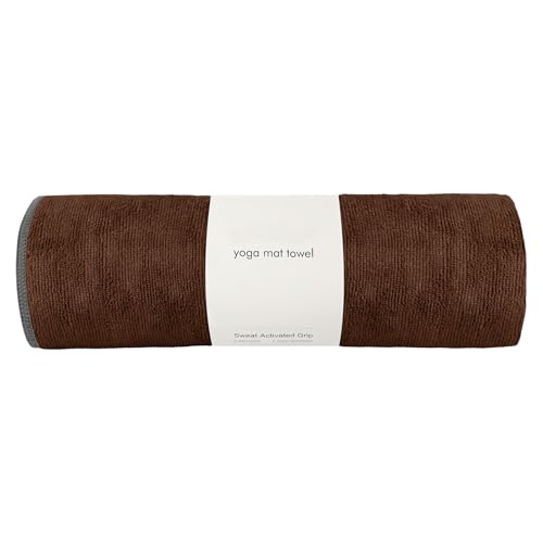 Muka Yoga Mat Towel for Hot Yoga Non-Slip, Pilates Mat Cover Brown Absorbent Soft Gym Sweat Towel 72x24 Inch