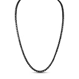 Bling Bling NY Unisex 1 Row Tennis Necklace Black Finish Lab Created Diamonds 3MM 4MM 5MM 6MM Solitaires Choker Tennis Chain 16-30 inches Bracelet 6.5-9 inches (Black 3mm, Chain 16'')