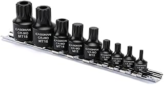 CASOMAN 9-Piece Low Profile Impact Triple Square Bit Socket Set, Includes Storage Rail, 1/4", 3/8" and 1/2" Drive, CR-MO Steel, Designed for Impact Use
