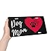KOSUES Dog Mom Red Heart Paws Aluminum License Plate 6 x 12 Inch Metal Car Front License Plate Cover Car Decor Accessory Novelty Vanity Decoration Tag with 4 Holes Gift for Men Women