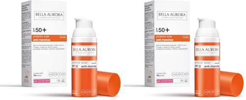 Bella Aurora Protector Solar SPF 50+ Facial Anti-Manchas Piel Normal Seca, 50 ml | Crema Protección del Sol Cara | Bloqueador Solar (Paquete de 2)