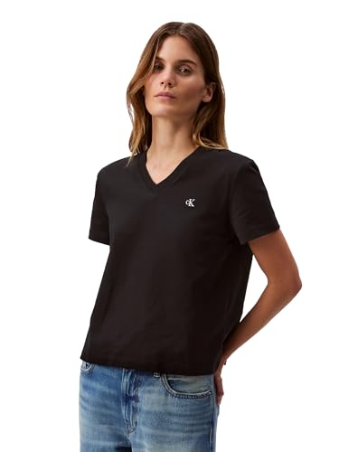 Calvin Klein Women's Archive Logo V-Neck T-Shirt Black