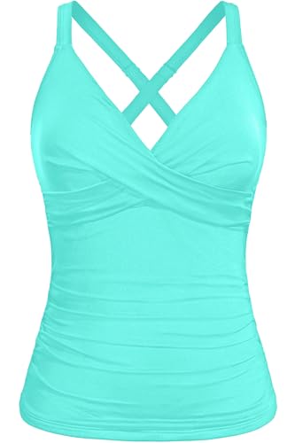 Image of Women Underwire Tankini Top Only - Twist Front V Neck Bathing Suit Swim Top Tummy Control Cross Swimsuit 2026