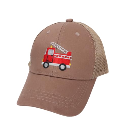 Kids Fire Engine Hat for Baby Boys Summer Adjustable Hollow Baseball Hats Sun Protection Embroidery Fire Truck Caps