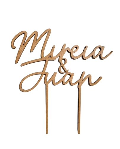 Topper tarta para Bodas, topper enamorados, Cake Topper Personalizado en madera com nombre para Tartas de Cumpleaños Eventos Decoración de Fiestas Bodas y Bautizos Cupcake Comunions Regalo Handmade