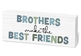 Brothers Make The Best Friends Wooden Sign, Nursery Decor for Boy Room, Gifts for Sons, 8x3x0.6 Inches