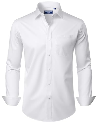 Opiniones y reviews de Aristos Camisas - solo los mejores. 44 Alimens & Gentle - Camisas de vestir para hombre, manga larga, sin arrugas, algodón elástico, grandes y altas, blanco, 3XL