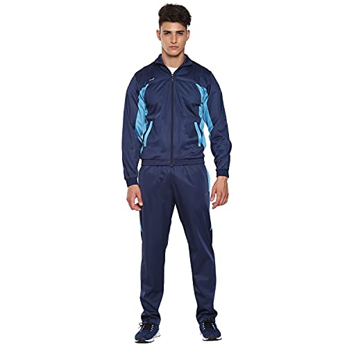 Image of Nivia Sp-05-Tracksuit /Sportswear Regular Fit Track Suits /Athletic Gym Running Jogging Suit Sets (Navy /Aqua, L)