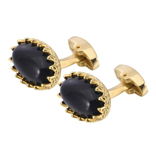 Oval agate French cufflinks men's sleeve studs suit shirt sleeve studs (B, 15 * 22MM)