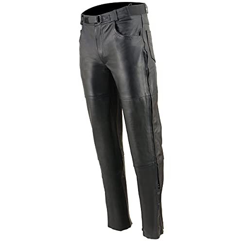 Milwaukee Leather Sh1150 Men's Black Leather Motorcycle Over Pants With Jean Style Pockets - 42 #TOP3
