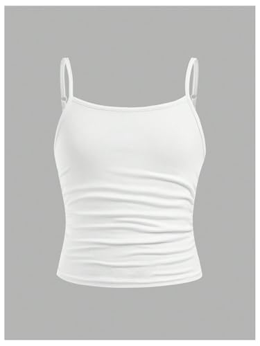 Image of SOLY HUX Girl's Tank Tops 3 Packs Cute Ruched Spaghetti Strap Camisole Slim Fit Undershirts