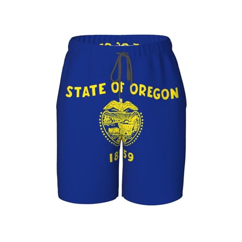 Oregon State Flag Youth Beach Pants, Soft and Breathable, with Drawstring Waist, Suitable for Sports and Leisure.