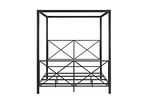 Dhp 4068039 Rosedale Metal Canopy Bed Frame With Four Poster Design And Geometric Accented Headboard And Footboard thumb #8