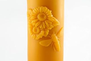 Bee motive on a beeswax pillar candle | Long Burning Candle | For Church & Temple | Holy Candle | Perfect Gift | Bee on a candle (Bee Motive 1)