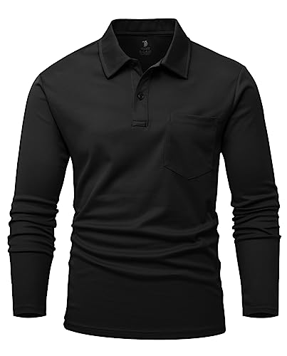 YSENTO Herren Poloshirts Langarm Golfshirts Schnelltrocknend Atmungsaktiv...