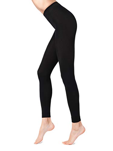 Conte Black Thermal Leggings Footless Tights Base Layer Cotton 250 den