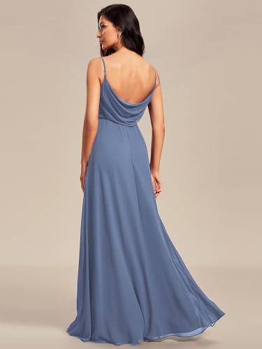 Image of Ever-Pretty Women's Summer Backless Spaghetti Strap Chiffon Bridesmaid Dresses Empire Waist Formal Wedding Guest Dress