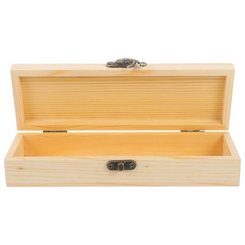 FRCOLOR 実木製蓋付き収納ボックス 小物整理用ジュエリーケース 鍵付き長方形宝箱 ペンダントやイヤリング収納に 感と耐久性を備えたシン