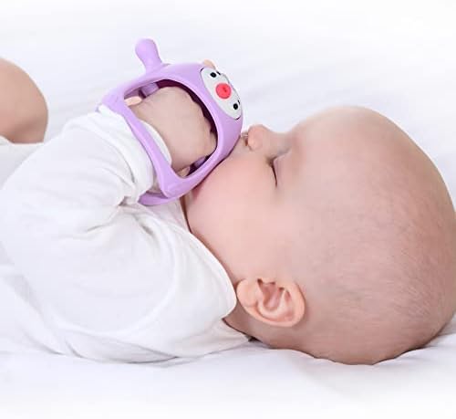 Smily Mia Penguin Teethers, Silicone TeethingToys for Babies 0-6Months, Baby Teethers for 3-6Months, Hand Teether for Infants, Teething/Teether Pacifiers for Infants, Light Purple