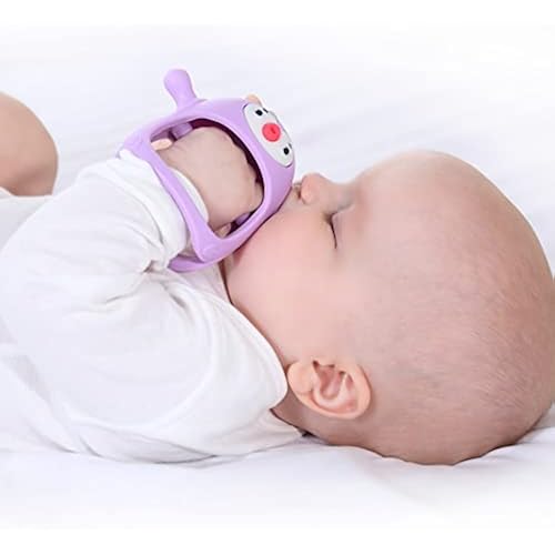Smily Mia Penguin Teethers, Silicone TeethingToys for Babies 0-6Months, Baby Teethers for 3-6Months, Hand Teether for Infants, Teething/Teether Pacifiers for Infants, Light Purple