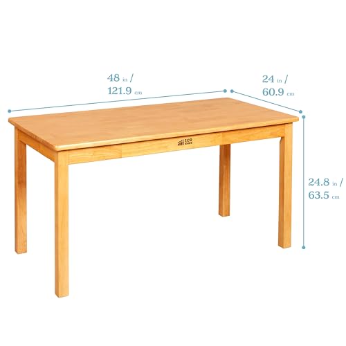 Image of ECR4Kids 24in x 48in Rectangular Hardwood Table with 24in Legs and Four 14in Chairs, Kids Furniture, Honey, 5-Piece