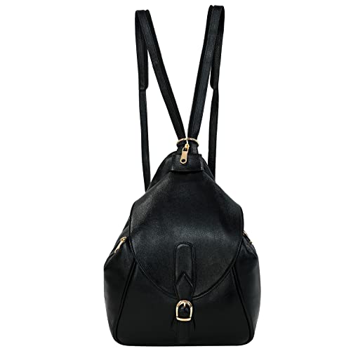 Image of RICHSIGN LEATHER ACCESSORIES 2 In1 Full Grain Natural Leather Backpack & Shoulder Handbags For Women Office (Dimension-L-9 X H-12 X W- 5 Inch) Weight- 0.6 KG / 600 GR.