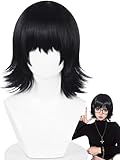 Shi-zuku Cosplay Wig Short Black Anime Hunter-Killer Wig with Bangs 15'' Black Spiky Layered Wigs for Women Halloween Party