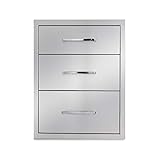 yuxiangBBQ Outdoor Kitchen Drawers Stainless Steel 3-Drawer BBQ Drawer 16" W x 21" H x 23" D Enclosed Built-in Drawer Flush Mount for Outdoor Kitchens & BBQ Islands