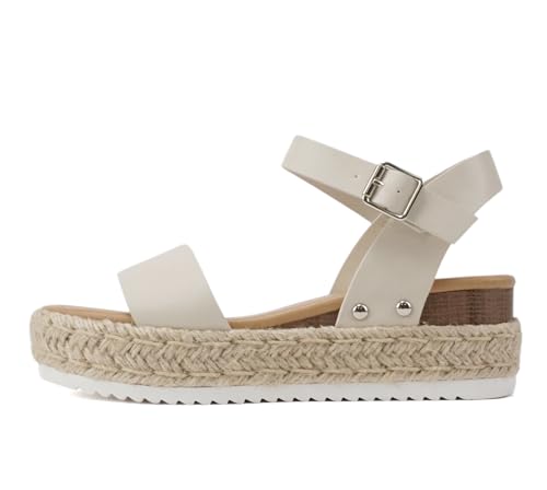 Image of Soda CLIP ~ Women Open Toe Ankle Strap Platform Espadrille Sandal