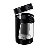 Glass Jar With Magnifying Lid and Light-Up LED, Transparent Storage Container, Clear Stash Jar, Air Tight Storage (Black)